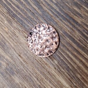 Copper hammered disc pendant charm